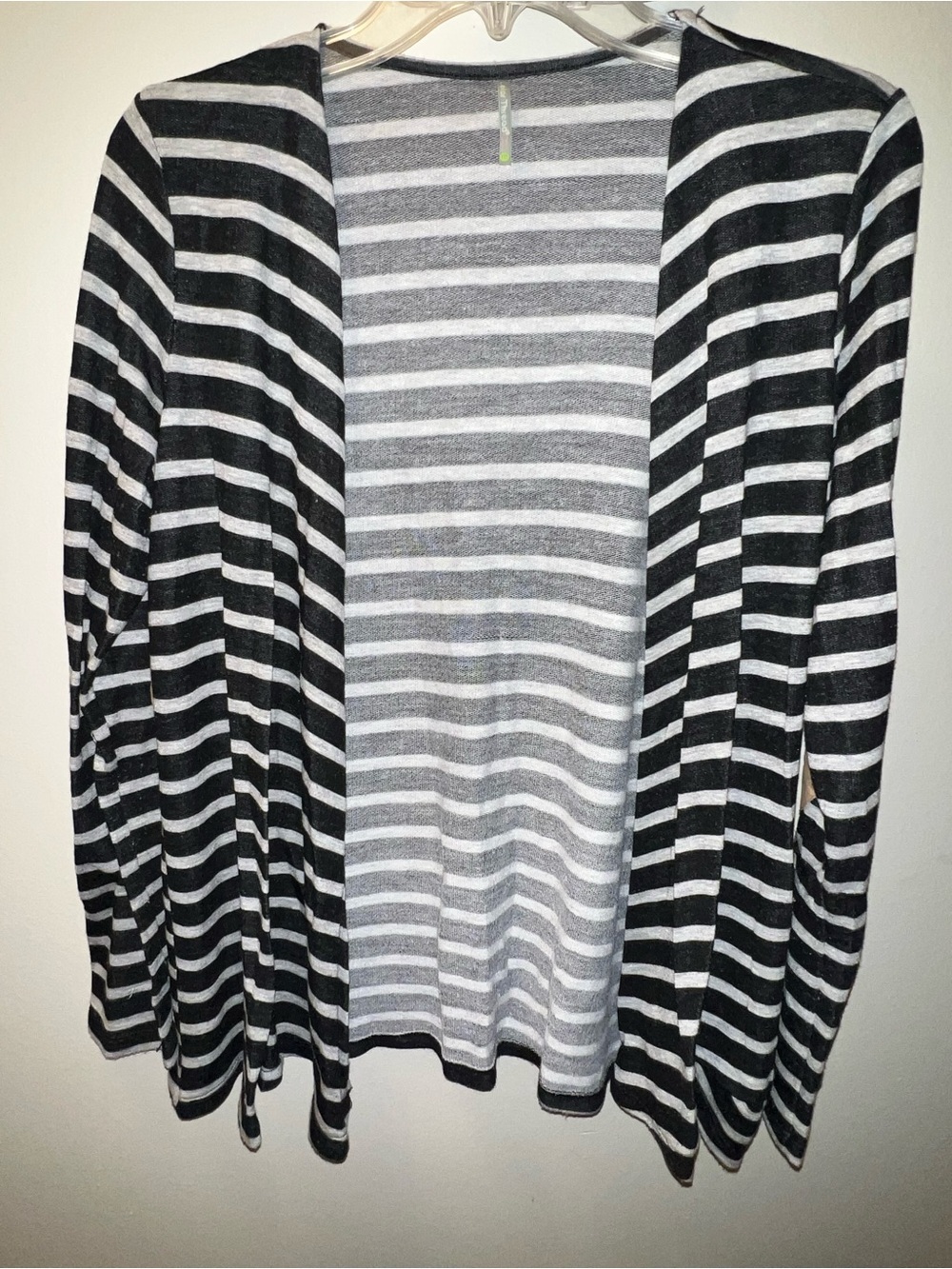 Color Thread Charcoal Gray Striped Cardigan M Faux Suede Elbow Patch